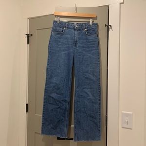 Wide leg blue jeans